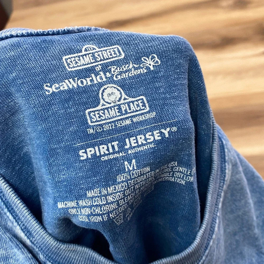 Sesame Street Spirit Jersey Women Medium Retro Acid Wash Cotton Oversized Blue - Picture 3 of 8
